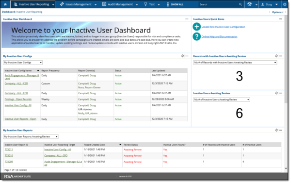 Inactive User Reporting for RSA Archer – Evalto, Inc. – RSA Archer ...